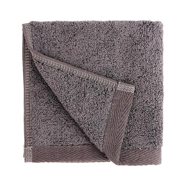 Everplush Flat Loop Quick-Dry Washcloth Towel Set, 6 Pc, Charcoal