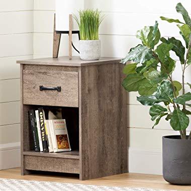 South Shore 12416 Tassio 1-Drawer Nightstand-Weathered Oak