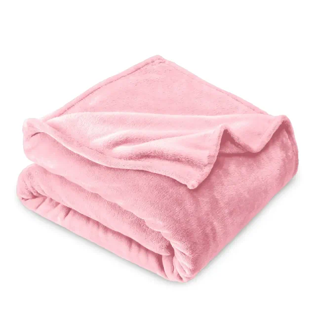 Light Pink Microplush Twin/Twin XL Fleece Blanket by Bare Home