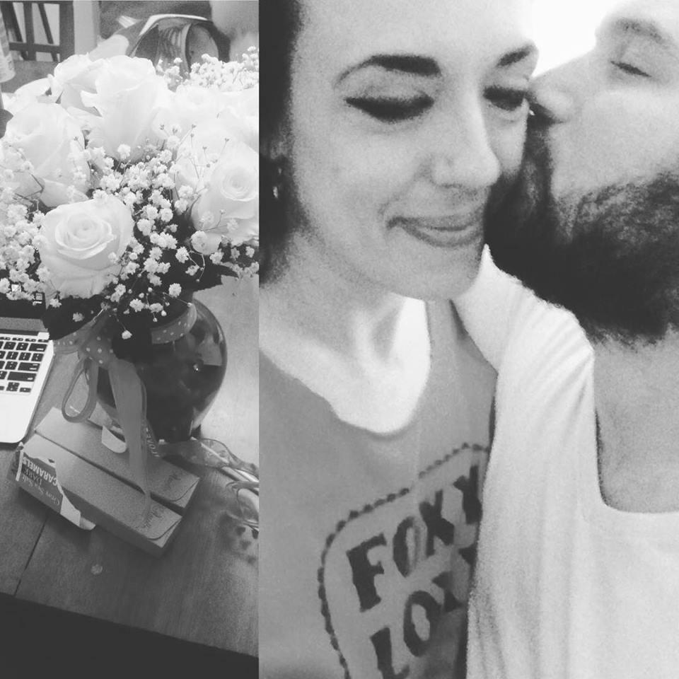 One of the dozens of times that I've come home to flowers, chocolates, and little surprises.