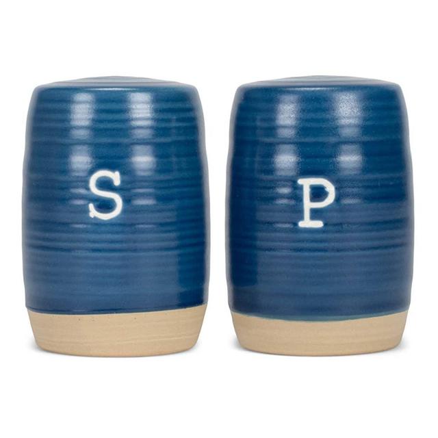 Nat & Jules Raw Bottom Navy 3 x 2 Ceramic Salt and Pepper Shaker 2 Piece Set