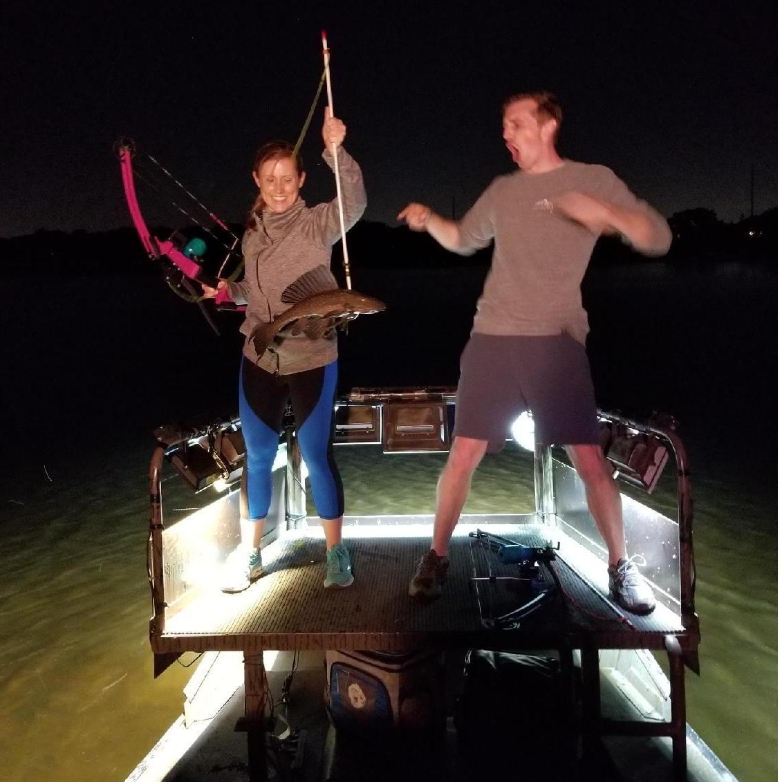 Bowfishing at 11pm in Orlando, Florida. Lauren finds an exotic catfish!