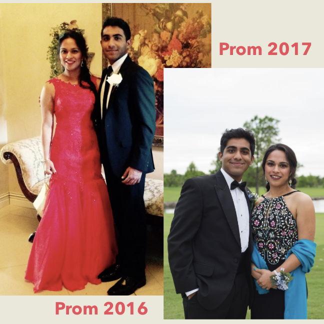 We officially met as teenagers — 16 & 17 years old — and started dating on August 14, 2015. Here we are at Sehej’s senior prom and then at John’s senior prom the following year.