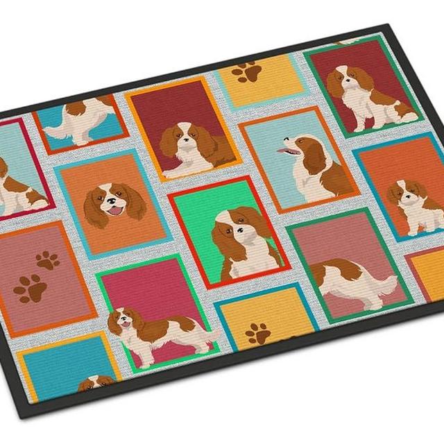 Caroline's Treasures MLM1150MAT Lots of Blenheim Cavalier Spaniel Doormat 18x27 Front Door Mat Indoor Outdoor Rugs for Entryway, Non Slip Washable Low Pile, 18H X 27W