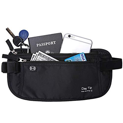 Day Tip Money Belt - Passport Holder Secure Hidden Travel Wallet with RFID Blocking, Undercover Fanny Pack