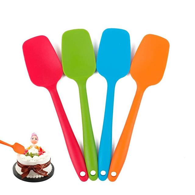 Delidge Silicone Spatula Set - 4-piece, Heat-Resistant Baking Spoon & Spatulas, Non-stick Rubber Dishwasher Safe Seamless Spatulas with Stainless Steel Core - Multicolor(21.7cm/8.56inch)