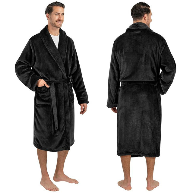 PAVILIA Mens Soft Robe Bathrobe for Men, Lightweight Fleece Male Robe Long Bath Shower Spa