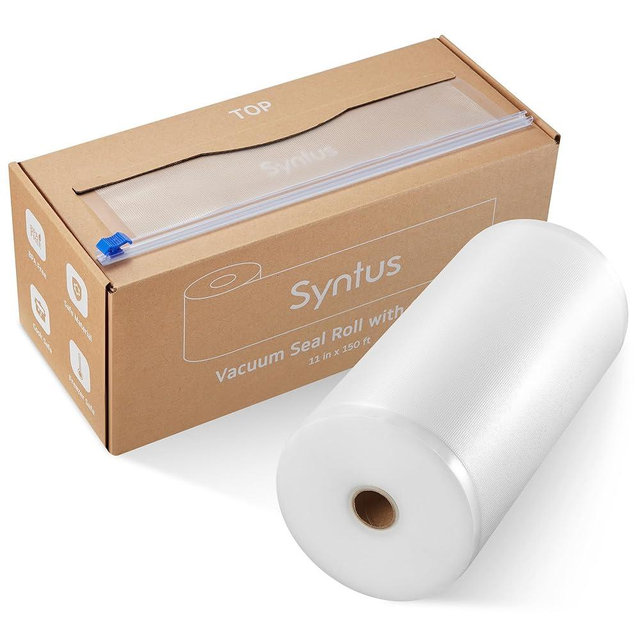[2025 Upgraded] Syntus 11" x 150' Vacuum Sealer Bags for Food with Cutter, Vacuum Sealer Bags Roll Keeper BPA-free Heavy-duty Commercial Grade for Food Storage, Meal Prep and Sous Vide