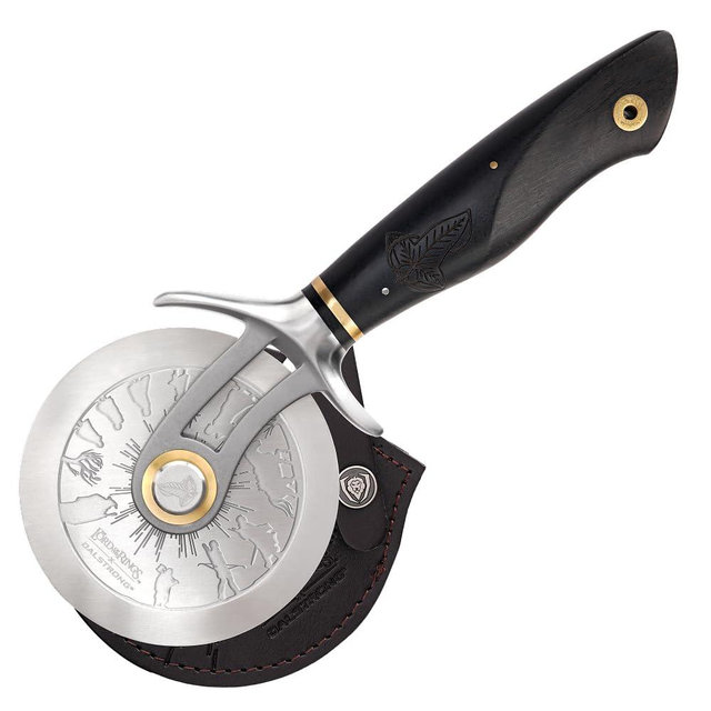 DALSTRONG Professional Pizza Wheel - Lord of the Rings™ Edition - Official Licensed Collection - Fellowship - Premium German X50CRMOV15 Steel - Ebony Wood Handle - Leather Sheath