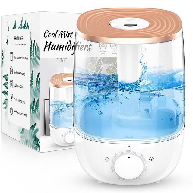 HLS 3.5L Cool Mist Humidifiers for Large Room Home,Top Fill Ultrasonic Air Humidifier for Bedroom 23dB Whisper Quiet Waterless Auto-Off,41 Hours Air Vaporizer Humidifier with 2 Mist Model for Office