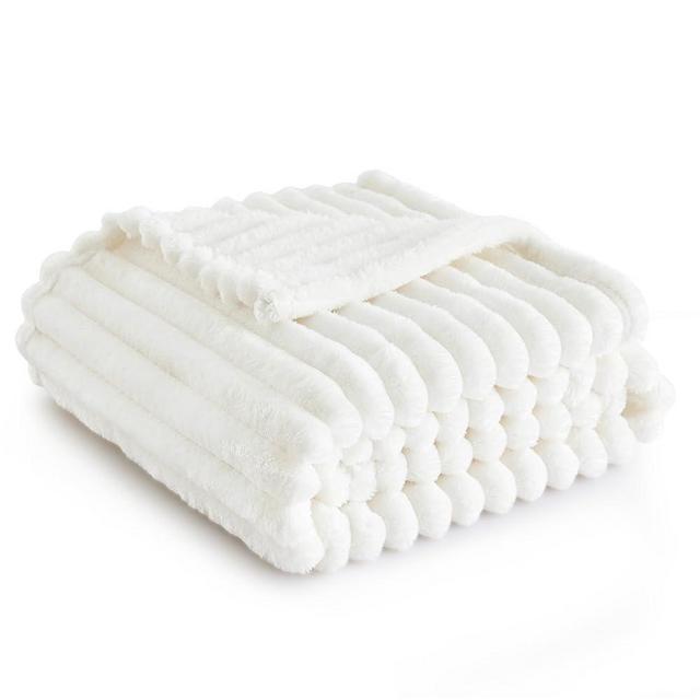 Bedsure Twin XL Blanket for Couch - Super Soft Cozy Blankets for Women, Cute Small Fleece Blanket for Girls, White, 66x90 Inches