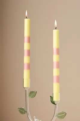 Striped Taper Candles, Set of 2