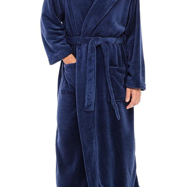 Alexander Del Rossa Mens Robe with Hood, Plush Fleece Hooded Mens Bathrobe, Big and Tall Bath Robe for Men