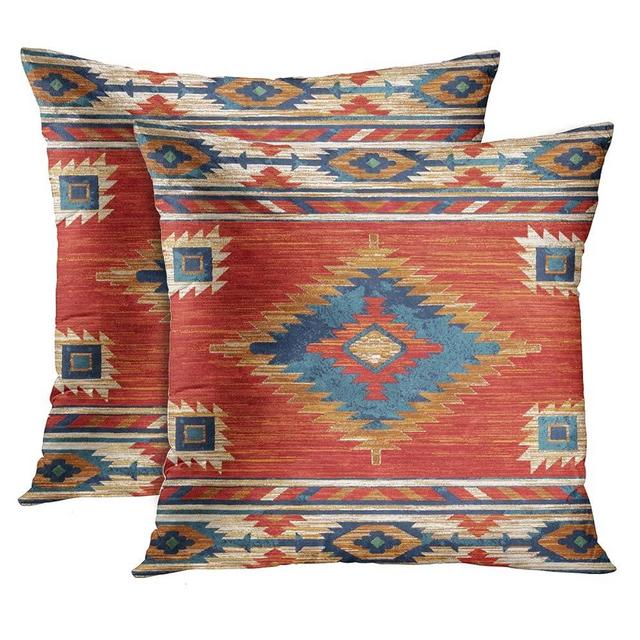 Britimes Throw Pillow Covers, Aztec Kilim Home Art Decor, 18 x 18 Inches Set of 2 Cushion Couch Sofa Cases, Abstract Oil Painting Pillowcases for Bedroom, Living Room, Geometric Tribal Decorative