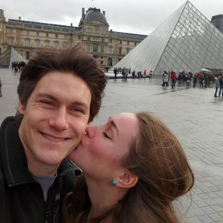 Parisian kisses outside the Louvre, 2014