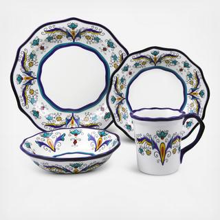 Samana 16-Piece Euro Style Wavy Edge Dinnerware Set, Service for 4