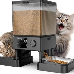 ONEISALL Stainless Steel Automatic Two Bowl Cat Feeder, Black, 20-cup - Chewy.com