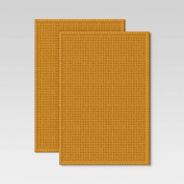 2pk Cotton Waffle Kitchen Towels Yellow - Threshold™