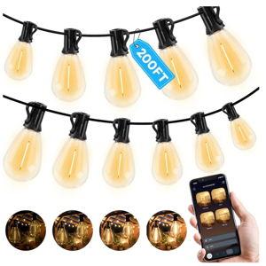 GvvooHome 200FT Outdoor String Light with S11 Plastic Bulbs, Low-Voltage LED Patio Light with App & Remote, Music Sync, 4 Lighting Modes, Dimmable & Waterproof for Backyard, Porch, Garden, Deck, Party