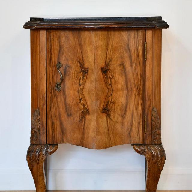 Antique Walnut Marble Top Night Stand