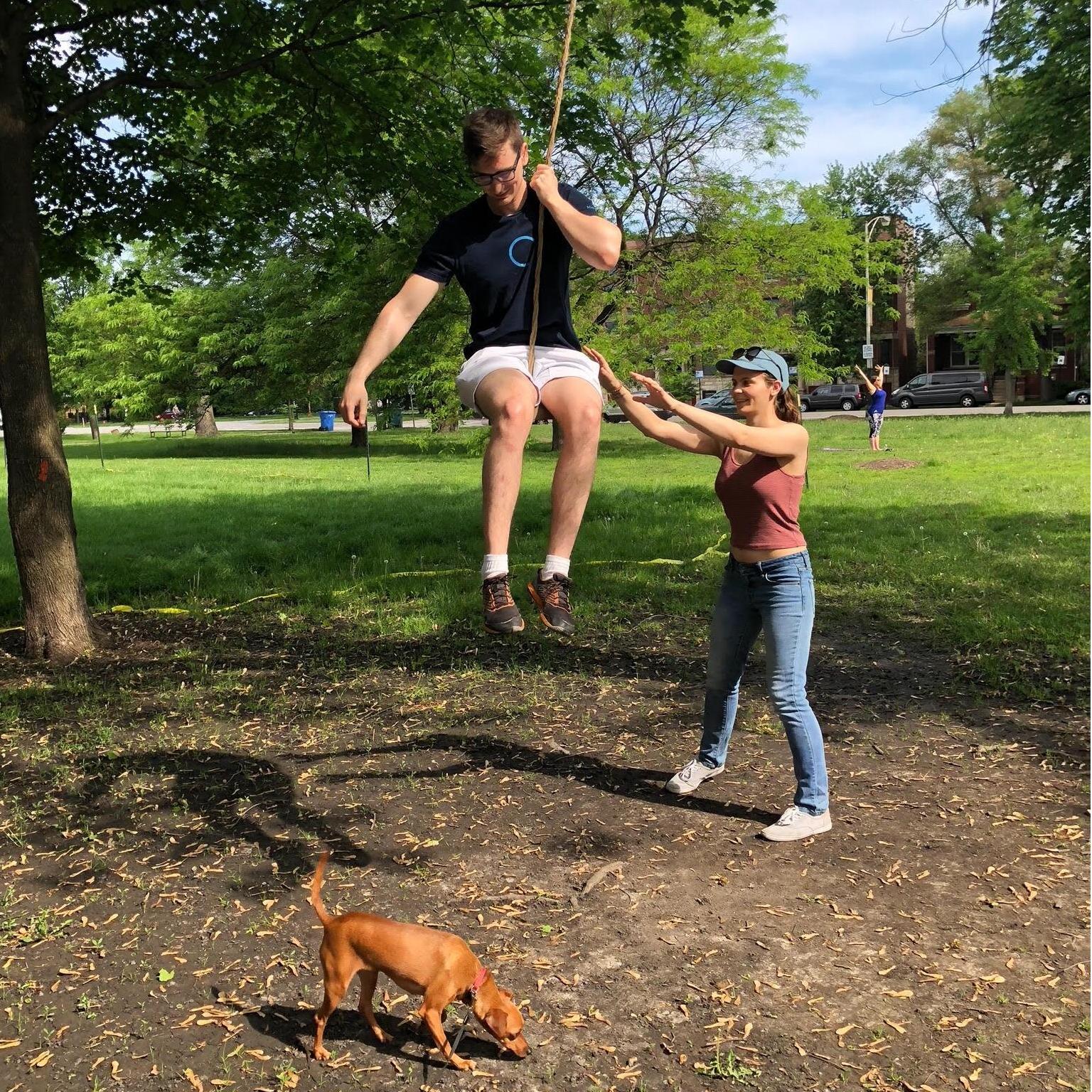 Hanging out in Palmer Square Park in May 2018.