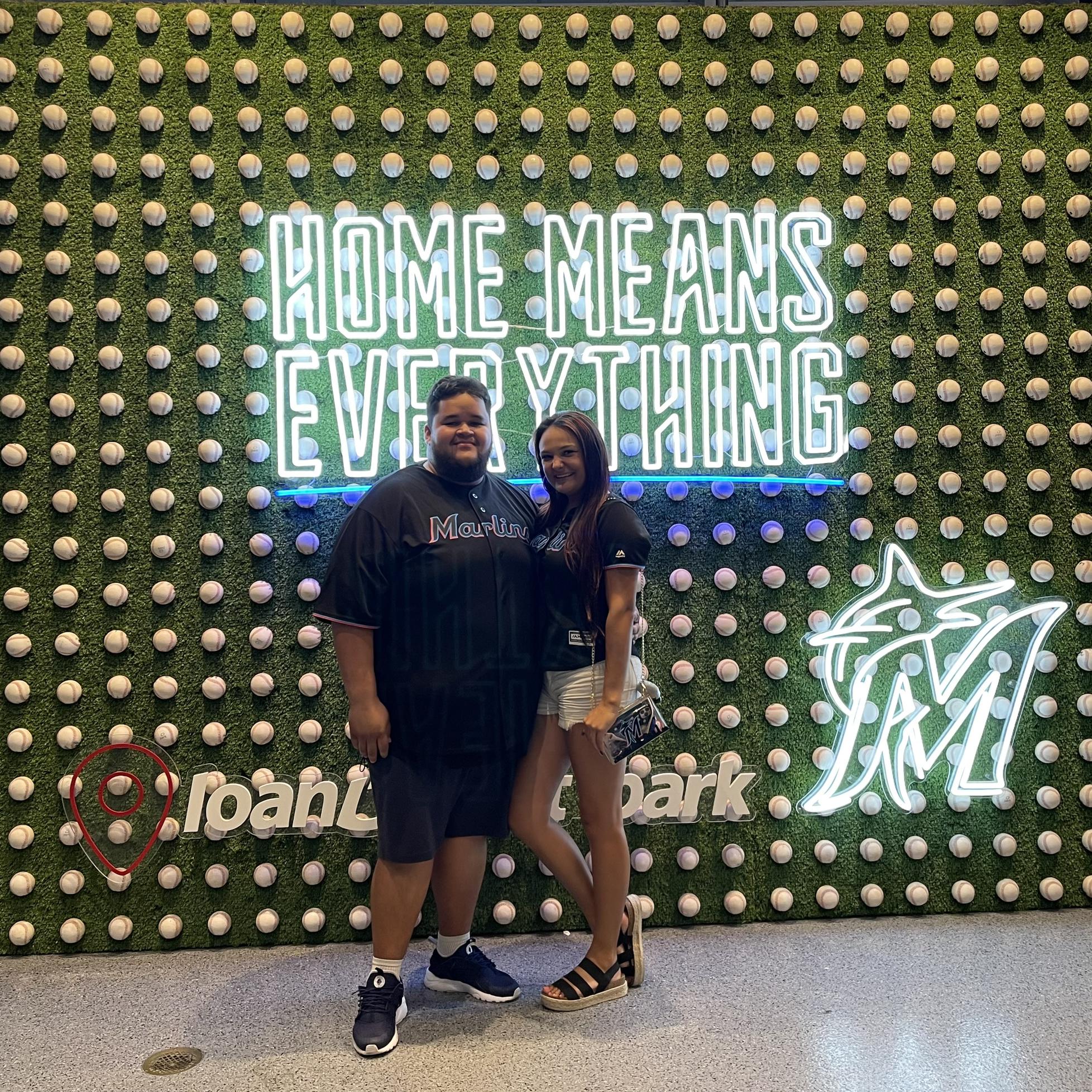 One of our favorite couple shots from the very first Marlins Game we attended together back in August of 2021.