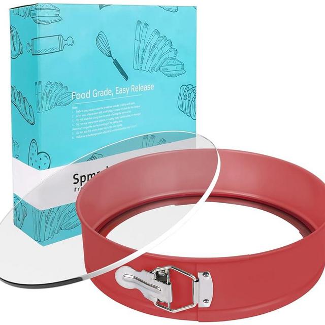 Spmarkt 10In Glass Bottom Springform Pan,10 inch Nonstick Cheesecake Pan with Silicone Seal for Easy Release, Leak-Proof, Great Gift for Baking Lovers