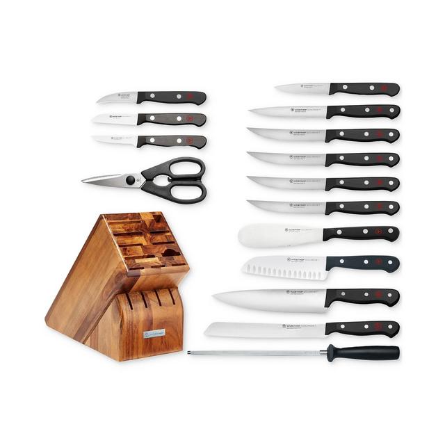 Wüsthof Gourmet Black 16-Piece Knife Set and Wooden Block