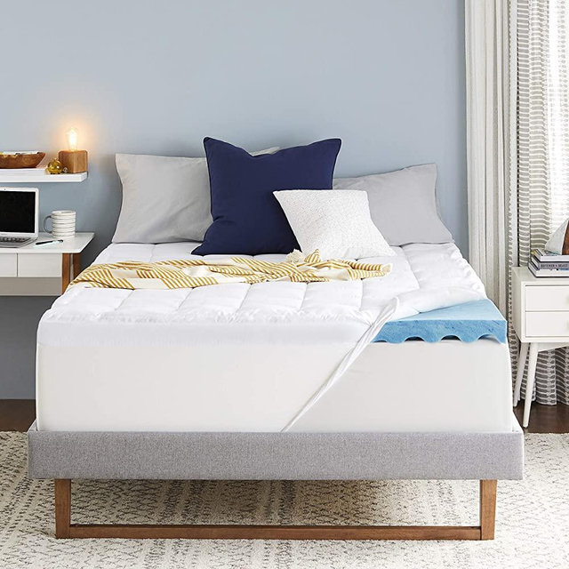 Sleep Innovations 4-inch Dual Layer Gel Memory Foam Mattress Topper, Ultra Soft Support, California King, Made in the USA