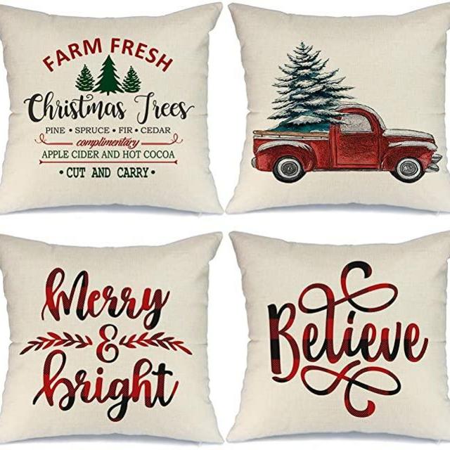 Christmas Decorations Pillow Covers 18x18 Set of 4
