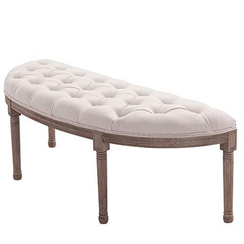 HOMCOM Tufted Half Circle Ottoman Bench Seat - Off White