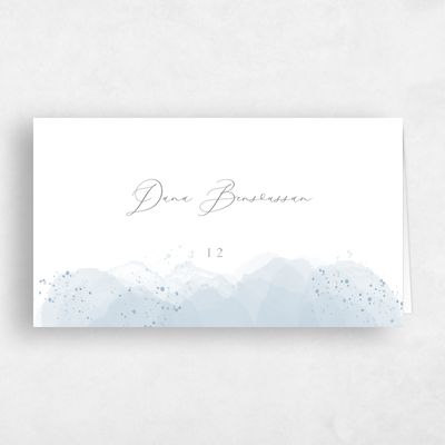 Dusty Blue Wedding Place Card - Zortas