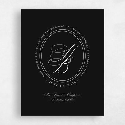 Black Typography Wedding Save the Date - St Anne Portrait