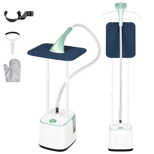 MOMOKOVA Steamer for Clothes, 2000W Standing Garment Steamer with 10 Steam Levels, 2.7L Water Tank for 90 Mins Continuous Steaming,2-in-1 Flat & Hanging Ironing (Pearl Green)
