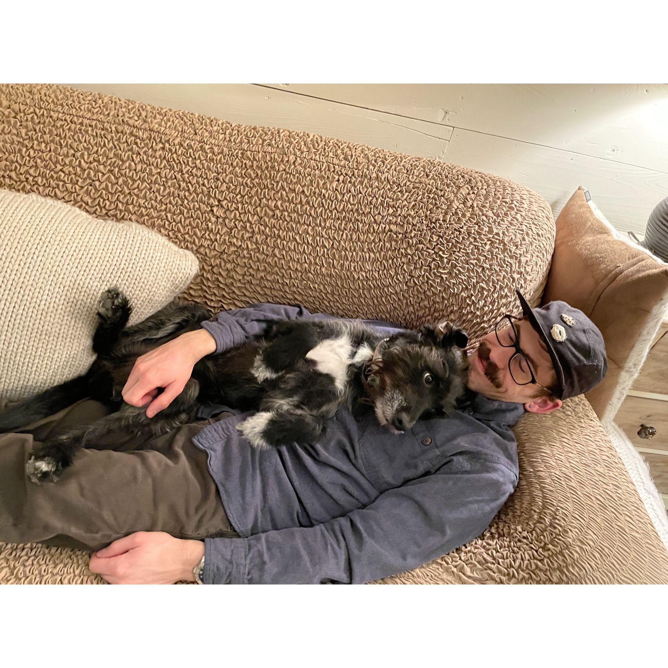 June and Dad after a hard day of skiing.