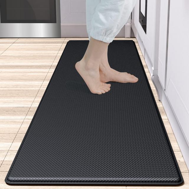Kitchen Floor Mat Anti-Fatigue Kitchen Mat, Cushioned Kitchen Mats for Floor, Black Kitchen Rug, Non Slip Waterproof Kitchen Runner Rug for Sink