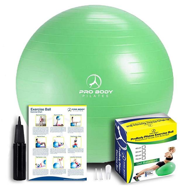 ProBody Pilates Exercise Ball - Professional Grade Anti-Burst Fitness, Balance Ball for Pilates, Yoga, Birthing, Stability Gym Workout Training and Physical Therapy