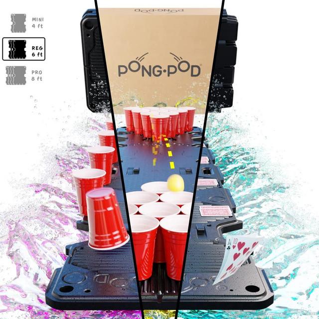 PONG POD Floating Game Table for Cup Pong, Flip Cup, and Card Games