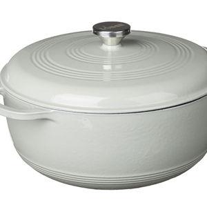 Lodge 7.5 Quart Enameled Cast Iron Dutch Oven with Lid – Dual Handles – Oven Safe up to 500° F or on Stovetop - Use to Marinate, Cook, Bake, Refrigerate and Serve – Desert Sage
