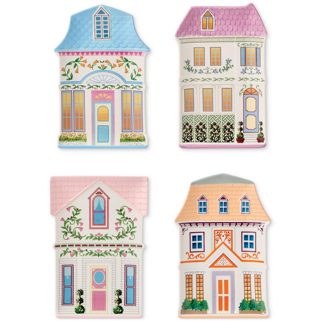 Lenox Village 2nd Edition House Accent Plates, Set of 4