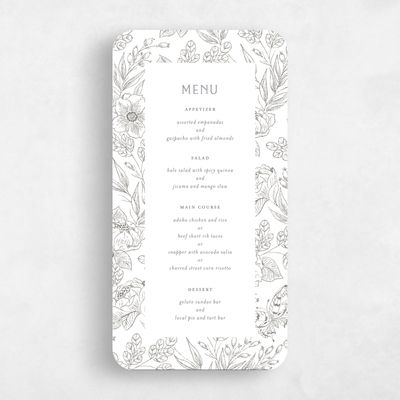 White Rounded Wedding Menu - Briallen