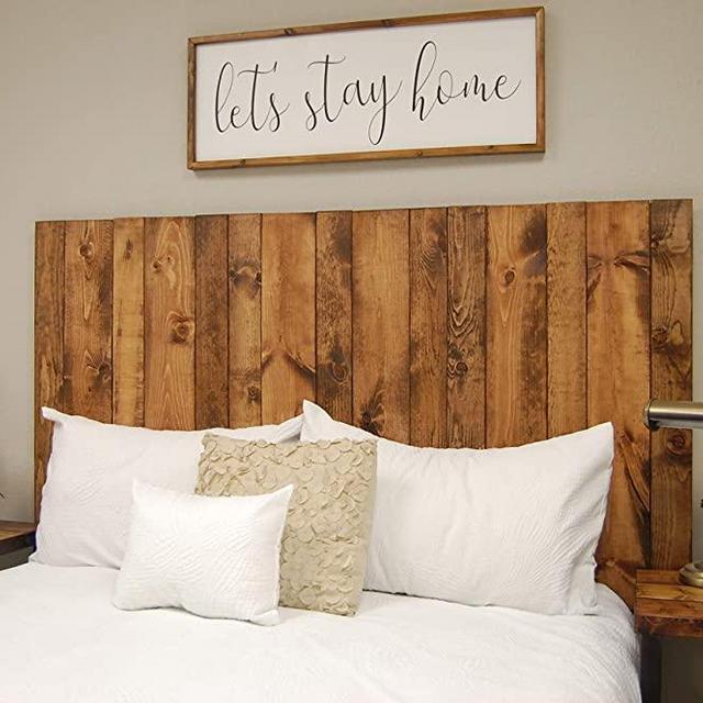 Honey Headboard Queen Size Stain, Hanger Style, Handcrafted. Mounts on Wall. Easy Installation