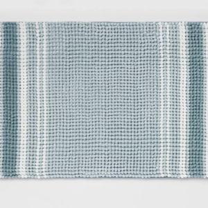 20"x34" Low Chenille Memory Foam Bath Rug - Threshold™, Aqua Striped