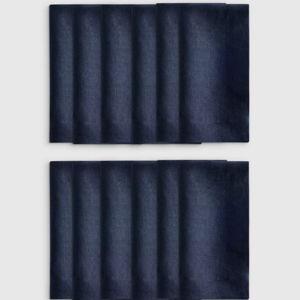 European Linen Wide-Hem Napkins - Navy (Set of 12)