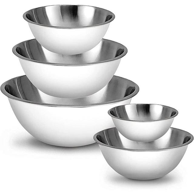 Meal Prep Stainless Steel Mixing Bowls Set, Home, Refrigerator, and Kitchen Food Storage Organizers | Ecofriendly, Reusable, Heavy Duty By WHYSKO (White)