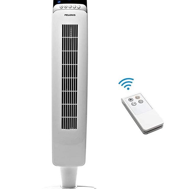 PELONIS 40'' 3-Speed Oscillating Pedestal Tower Fan, 8 Hours Timer with Remote Control，FZ10-10JRH, 40 Inch Geometric White, 40-inch