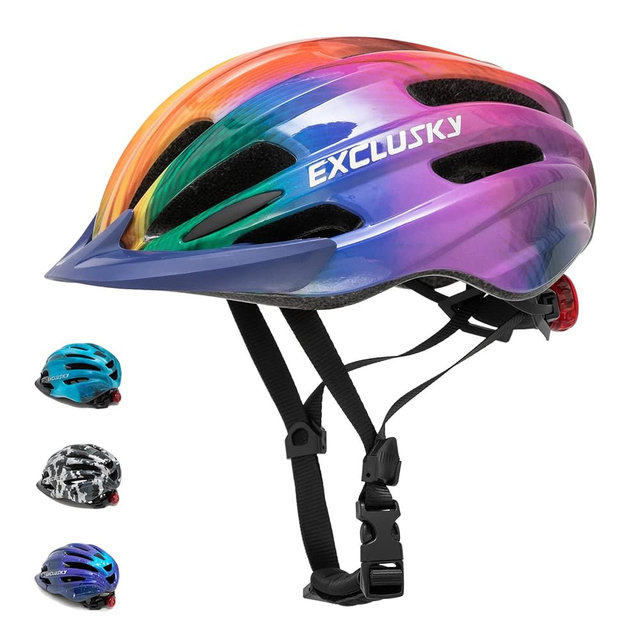 Exclusky Kids Bike Helmet with LED Light – Adjustable Multi-Sport Youth Helmet for Boys & Girls, Ages 5-12, Fits 50-57cm, Cycling Safety Gear