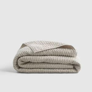 European Linen Cotton Stitch Quilt - Natural, Full/Queen