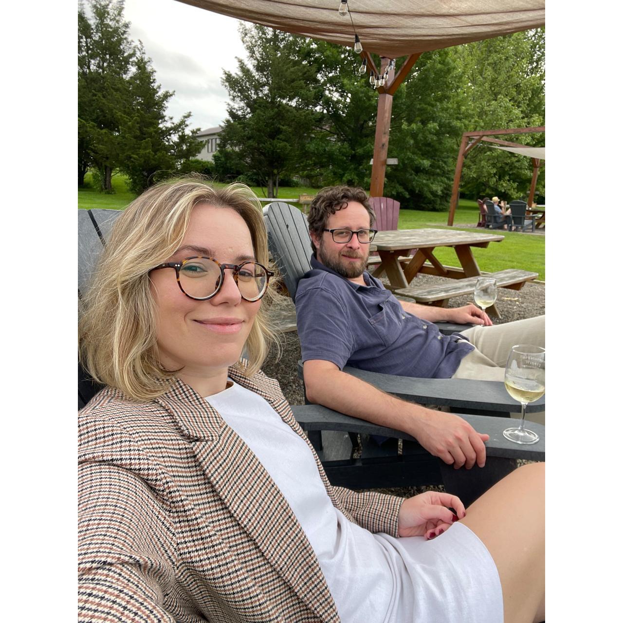 Enjoying some wine in upstate NY.