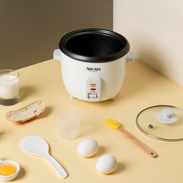 Aroma Housewares Aroma 6-cup (cooked) 1.5 Qt. One Touch Rice Cooker, White (ARC-363NG), 6 cup cooked/ 3 cup uncook/ 1.5 Qt.